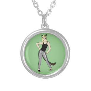catgirl      silver plated necklace