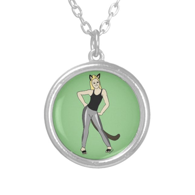 catgirl      silver plated necklace (Front)