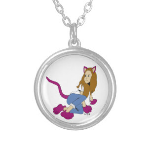 catgirl silver plated necklace