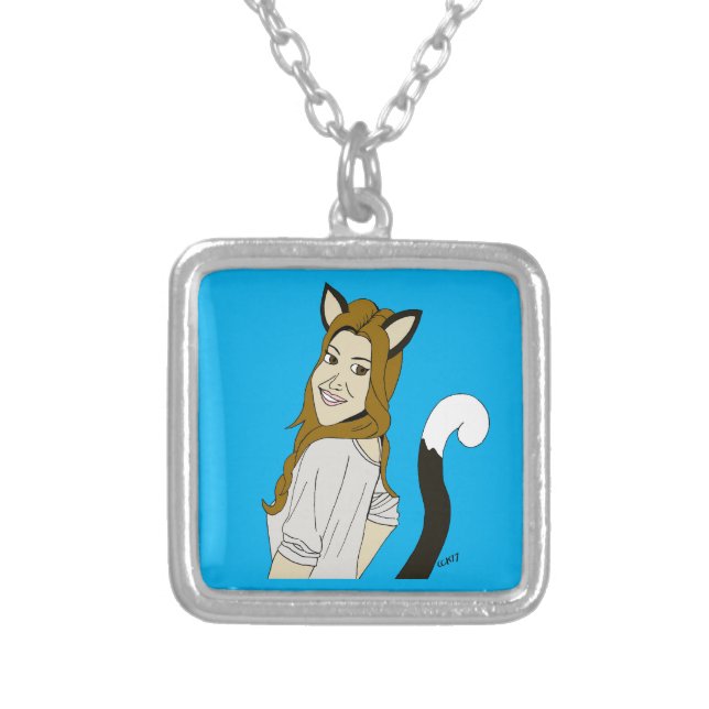 catgirl  silver plated necklace (Front)
