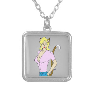 catgirl silver plated necklace