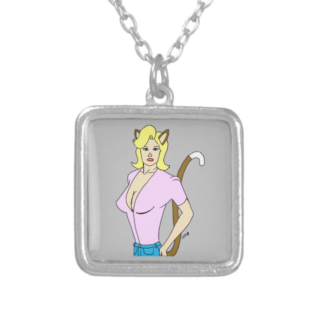 catgirl   silver plated necklace (Front)
