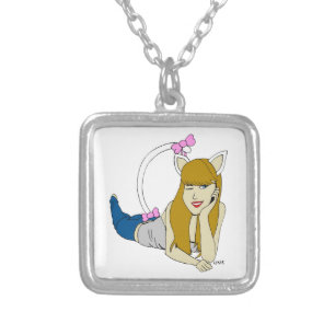 catgirl silver plated necklace