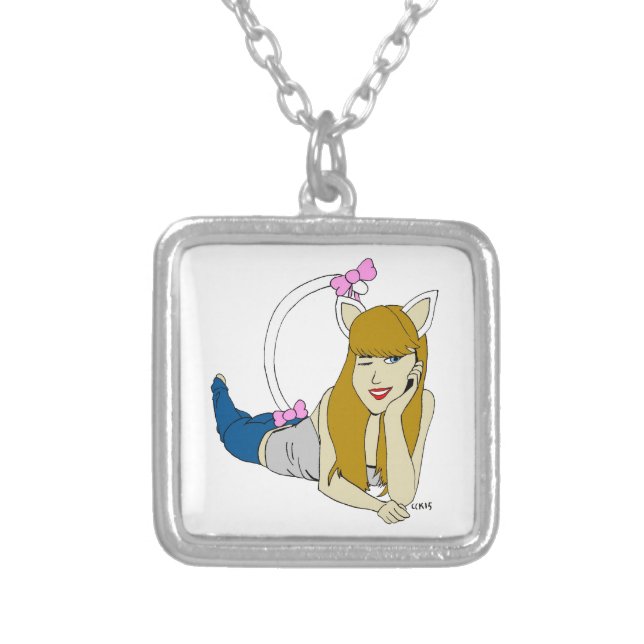 catgirl   silver plated necklace (Front)
