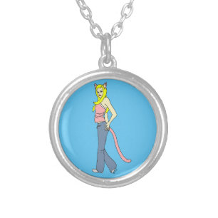 catgirl silver plated necklace