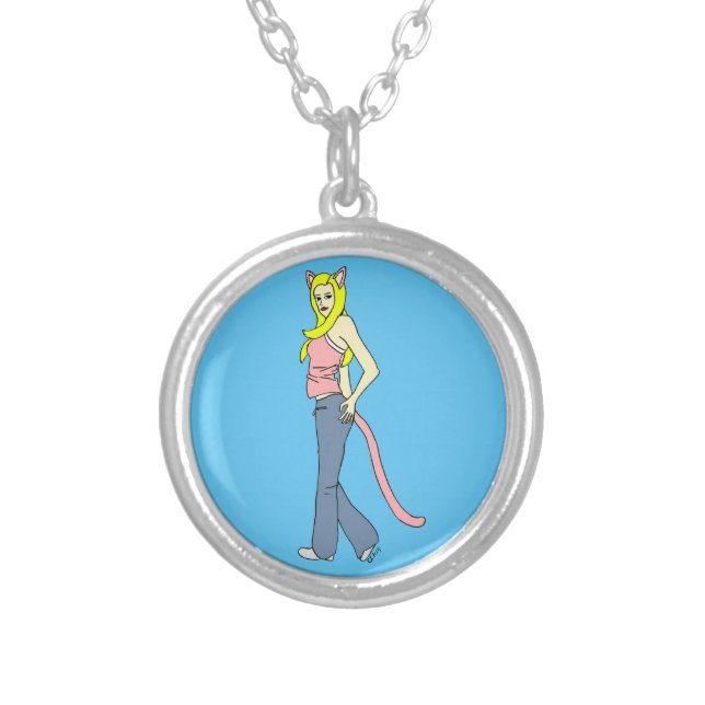 catgirl    silver plated necklace (Front)