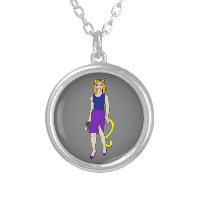 catgirl silver plated necklace (Front)