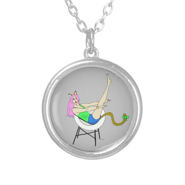 catgirl silver plated necklace (Front)