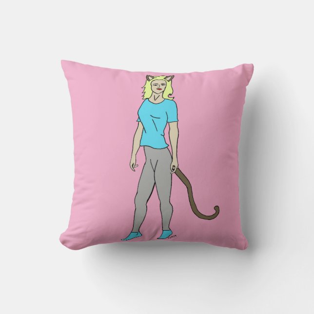 catgirl throw pillow (Front)