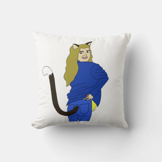 catgirl   throw pillow (Front)