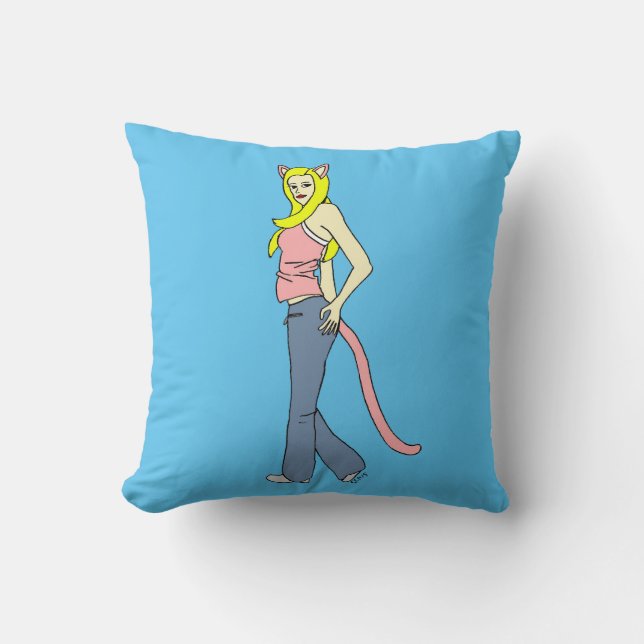 catgirl   throw pillow (Front)