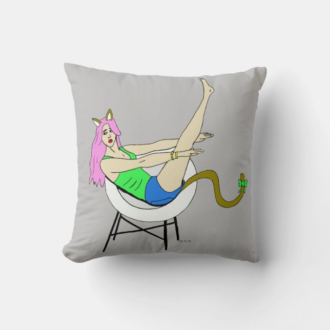 catgirl throw pillow (Front)