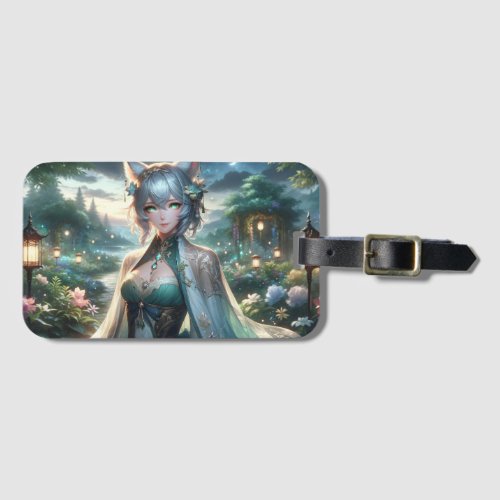 Catgirl Whispers in Lantern Forest Luggage Tag