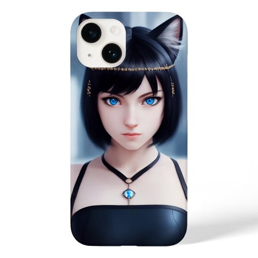 Catgirl with blue eyes and a tight suit Case-Mate iPhone 14 case