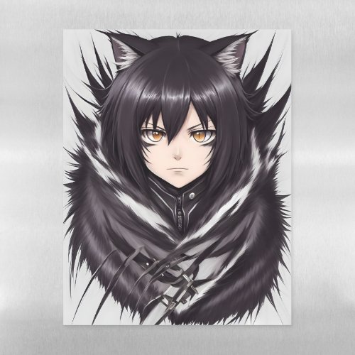 Catgirl with jet black fur magnetic dry erase sheet