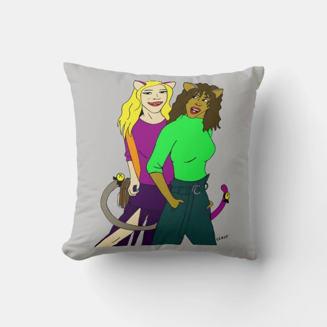 catgirls throw pillow (Front)