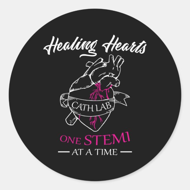 Cath Lab Nurse Stemi Cardiac Care Healing He Classic Round Sticker (Front)