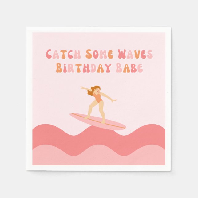 Cath Some Waves Birthday Babe Napkins (Front)