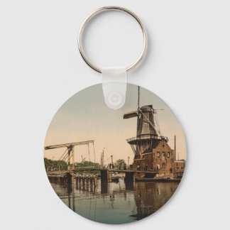 Catharine Bridge and Windmill, Haarlem, Netherland Keychain