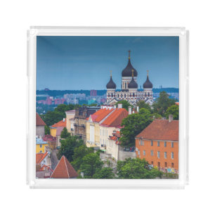 Cathedral and Cityscape Estonia Acrylic Tray