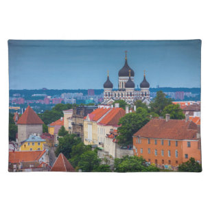Cathedral and Cityscape   Estonia Cloth Placemat