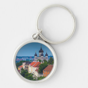 Cathedral and Cityscape   Estonia Keychain