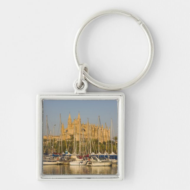 Cathedral and marina, Palma, Mallorca, Spain 2 Keychain (Front)