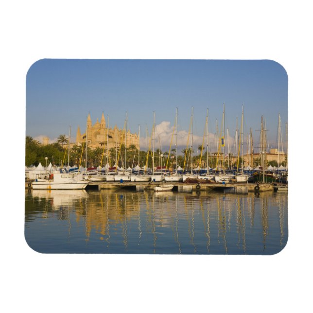 Cathedral and marina, Palma, Mallorca, Spain Magnet (Horizontal)