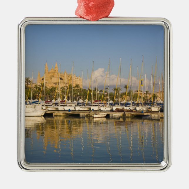 Cathedral and marina, Palma, Mallorca, Spain Metal Ornament (Front)