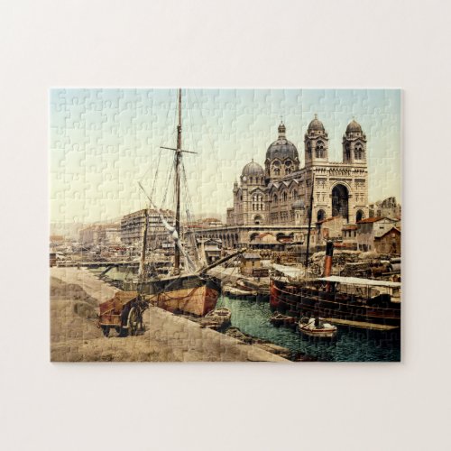 Cathedral and Quay de la Joliette Marseille France Jigsaw Puzzle