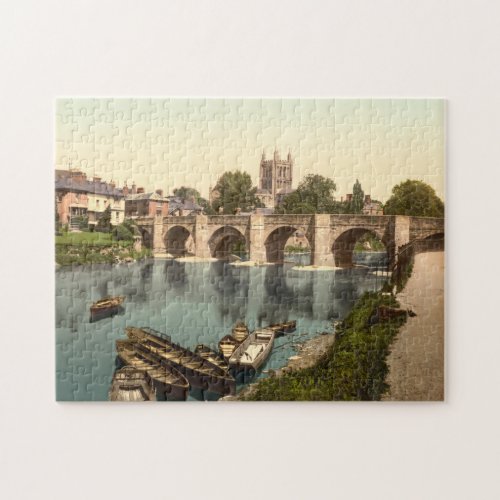 Cathedral and Wye Bridge Hereford Herefordshire Jigsaw Puzzle