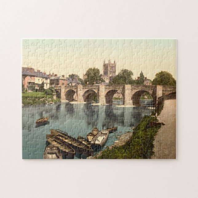 Cathedral and Wye Bridge, Hereford, Herefordshire Jigsaw Puzzle (Horizontal)