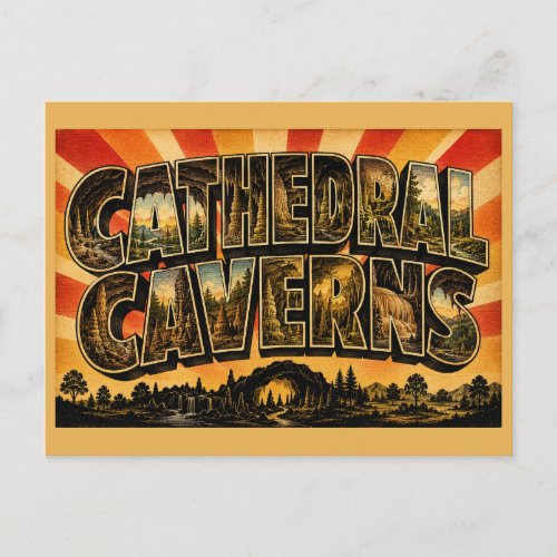 Cathedral Caverns Alabama Cave Forest Vintage Art Postcard