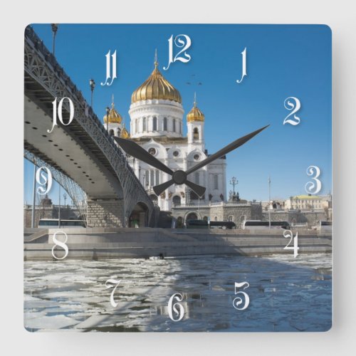 Cathedral Christ the Saviour in Moscow Square Wall Clock