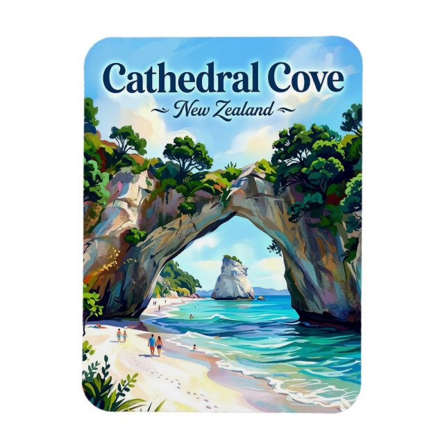 Cathedral Cove New Zealand Magnet (Vertical)