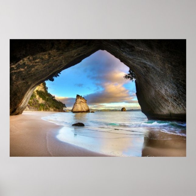 Cathedral Cove Serene Beach Poster (Front)