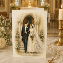 Cathedral Door Catholic Wedding Congratulations