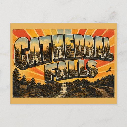 Cathedral Falls WV Waterfall Gorge Forest Art Postcard