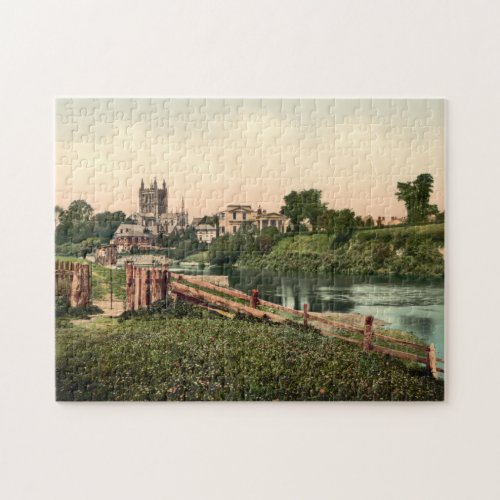 Cathedral from Wye Meadows Hereford England Jigsaw Puzzle