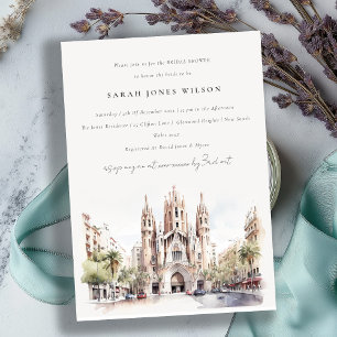 Cathedral of Barcelona Spain Bridal Shower Invitation