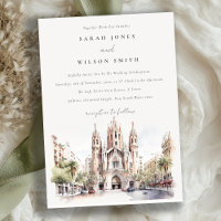 Cathedral of Barcelona Spain Watercolor Wedding