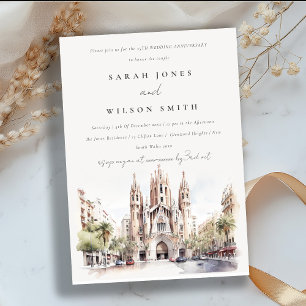 Cathedral of Barcelona Spain Wedding Anniversary Invitation