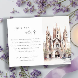 Cathedral of Barcelona Spain Wedding Details Enclosure Card