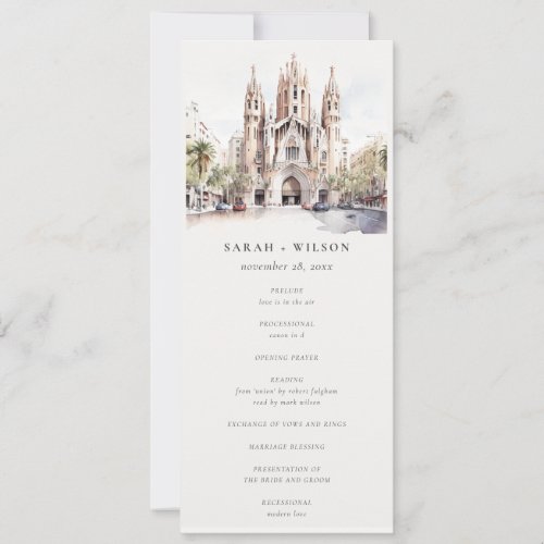 Cathedral of Barcelona Spain Wedding Program