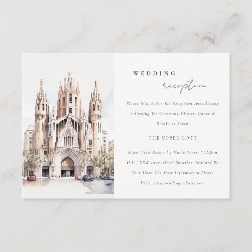 Cathedral of Barcelona Spain Wedding Reception Enclosure Card