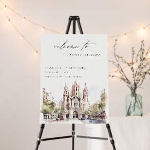 Cathedral of Barcelona Spain Wedding Welcome Foam Board