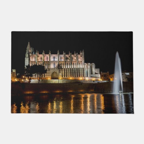 Cathedral of Palma de Mallorca at night _ Spain Doormat