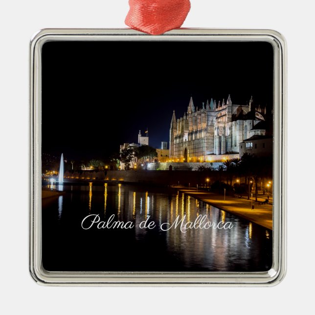 Cathedral of Palma de Mallorca at night - Spain Metal Ornament (Front)