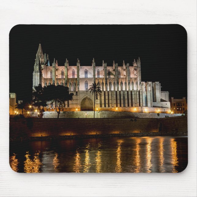 Cathedral of Palma de Mallorca at night - Spain Mouse Pad (Front)