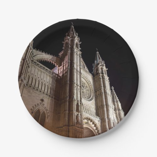 Cathedral of Palma de Mallorca at night _ Spain Paper Plates